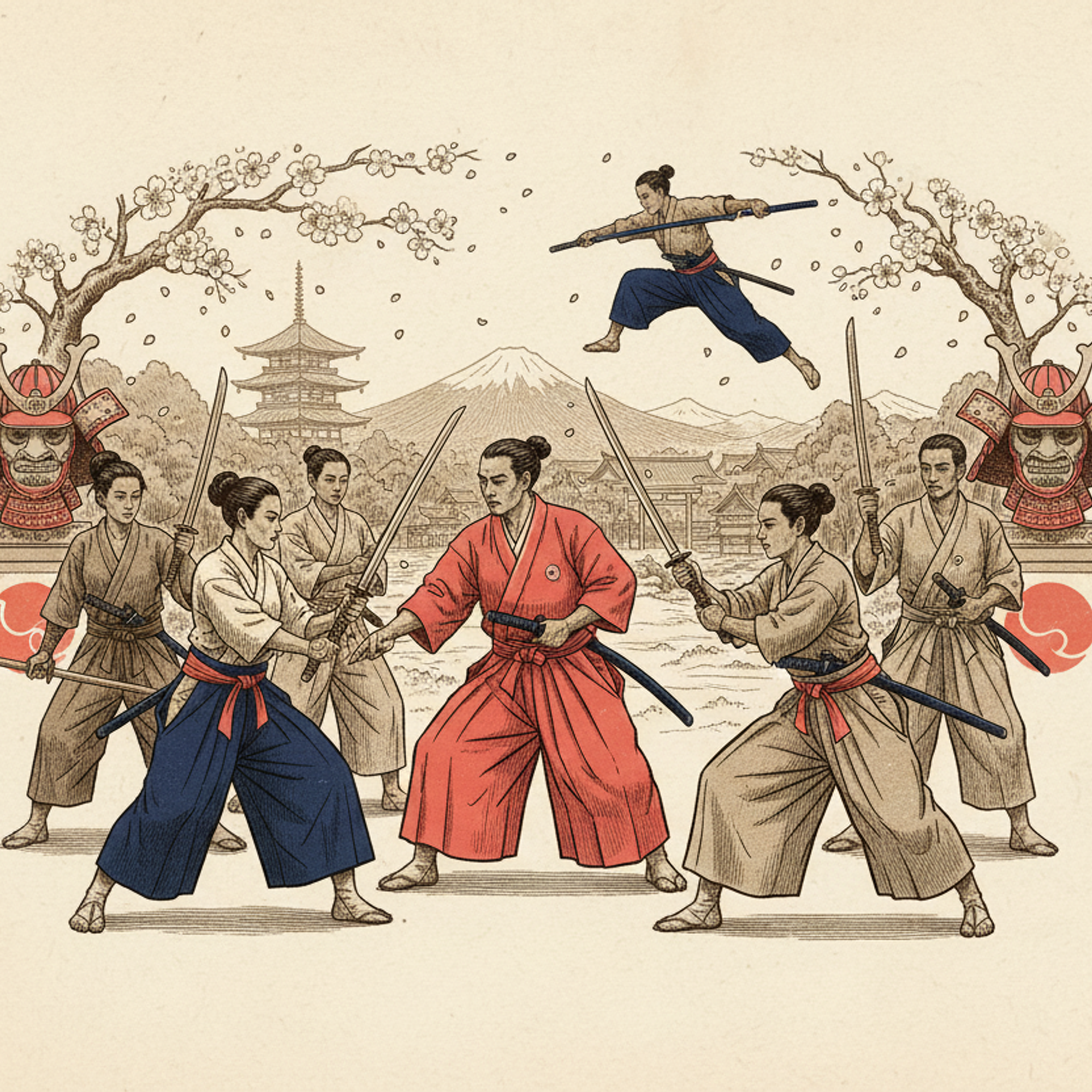 Samurai training in Tsushima, Japan